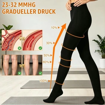 Kompresní punčocháče 23-32 mmHg pro ženy, třída 2, kompresní legíny pro ženy a muže, neprůhledné
