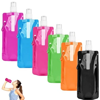 Skladacia fľaša na vodu 500ml, 6 kusov, 6 farieb, opakovane…