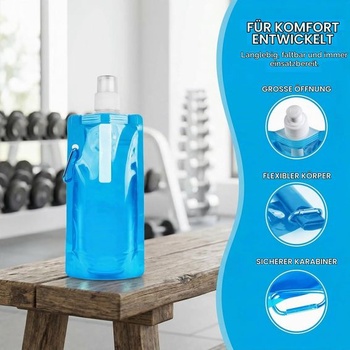 Skladacia fľaša na vodu 500ml, 6 kusov, 6 farieb, opakovane použiteľná fľaša na vodu bez BPA s klipom