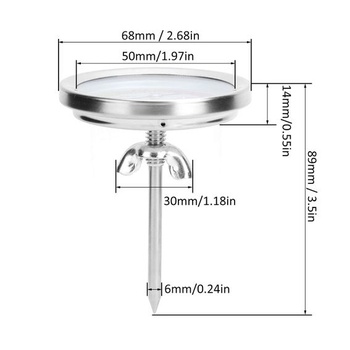 Analógový bimetalový teplomer z nerezovej ocele na gril 0-280℃ s montážou do rúry so skrutkou,
