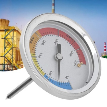 Analógový bimetalový teplomer z nerezovej ocele na gril 0-280℃ s montážou do rúry so skrutkou,