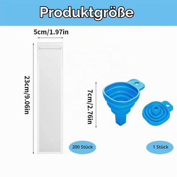 200 kusů sáčků na nanuky, 23 cm x 5 cm, s trychtýřem, bez BPA, na domácí nanuky, jogurt, džus,