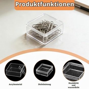 Sada 8 dárkových krabiček z akrylových kostek, průhledná, pro uložení, 7 * 7 * 2,2 cm