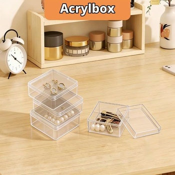 Sada 8 dárkových krabiček z akrylových kostek, průhledná, pro uložení, 7 * 7 * 2,2 cm
