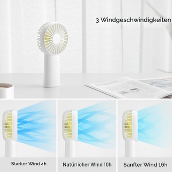 Ručný ventilátor JISULIFE 4000 mAh, biely