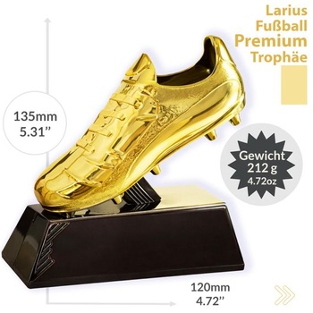 Larius Zlatá trofej za kopačku (13,5 cm, 212 g) – Fotbalová trofej s volitelným gravírováním –