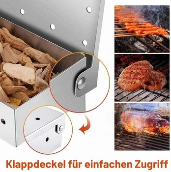 Udiareň, nerezová udiareň na gril BBQ pre udiarne, udiareň pre plynové grily, grily na drevené uhlie a