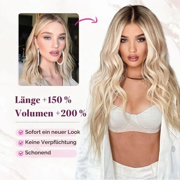 REECHO Clip-in prodlužování vlasů, 4dílné prodlužování vlasů, tloušťka 60 cm, dlouhé plážové vlnité