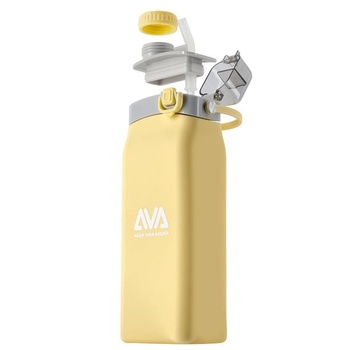 Silikónová fľaša na vodu Ava, 600 ml, žltá, skladacia, opakovane použiteľná, ultraľahká, bez BPA,