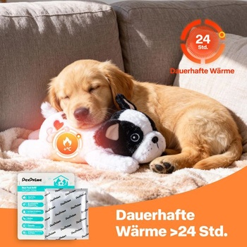 Náhradné vyhrievacie podložky Pet Prime, plyšová hračka buldog, 12 náhradných balení, až 24 hodín