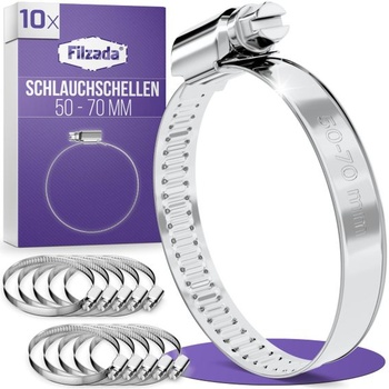 Filzada® 10x hadicové spony z nerezovej ocele 50-70 mm - nerezová hadicová spona Ø 50-70 mm