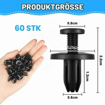 60 kusů plastových nýtů 6 mm, univerzální montážní klipy do auta, klipy pro upevnění nárazníku,