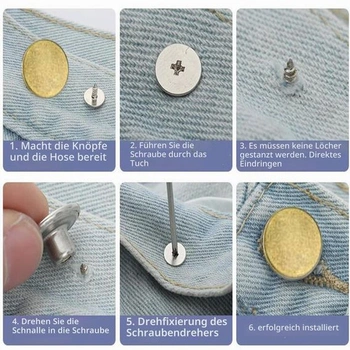 16dielna sada na výmenu gombíkov nohavíc so skrutkovačom, 17mm nastaviteľný gombík pri džínsoch,