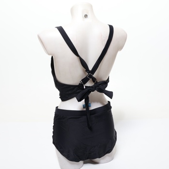 Dámske bikiny Voqeen s vysokým pásom, push-up vzorom, výstrihom do V, kríženými volánikmi a