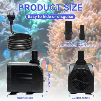 Malé ponorné vodní čerpadlo, mini fontánové čerpadlo (450 l/h, 8 W) s 1,4 m dlouhým napájecím