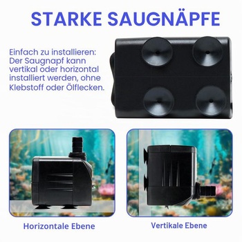 Malé ponorné vodné čerpadlo, mini fontánové čerpadlo (450 l/h, 8 W) s 1,4 m dlhým napájacím