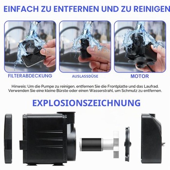 Malé ponorné vodné čerpadlo, mini fontánové čerpadlo (450 l/h, 8 W) s 1,4 m dlhým napájacím