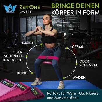 ZenOne Sports® Latexové fitness gumy | Sada smyčkových gum - Odporové gumy v úrovních 3-5 |