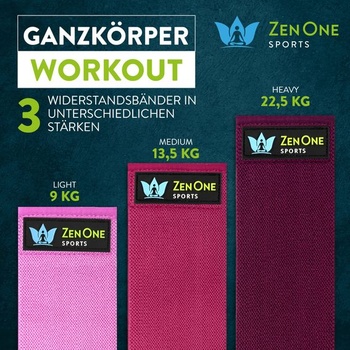 ZenOne Sports® Latexové fitness gumy | Sada smyčkových gum - Odporové gumy v úrovních 3-5 |