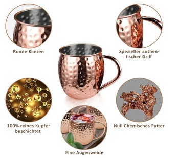 Hrnek Moscow Mule Rose Gold 500 ml Ručně vyrobený měděný hrnek Moscow Mule Měděné kelímky