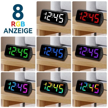 Hlasitý budík pro ty, co tvrdě spí, hlasitý budík s vibracemi, duální budík, RGB displej, 5 úrovní