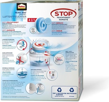 Kompaktný odvlhčovač Pattex AERO 360 ° zelený, 1 kus vrátane 1 zelenej odvlhčovacej tablety + 1 x 450g