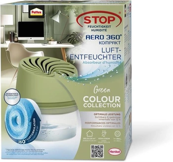 Kompaktní odvlhčovač Pattex AERO 360° zelený, 1 kus včetně 1 zelené odvlhčovací tablety + 1 x 450g