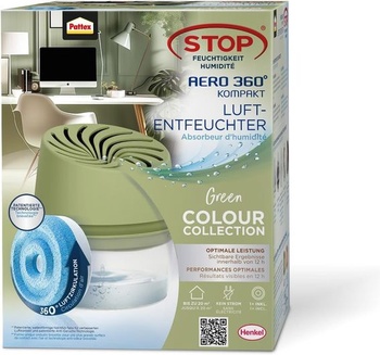 Kompaktný odvlhčovač Pattex AERO 360 ° zelený, 1 kus vrátane 1 zelenej odvlhčovacej tablety + 1 x 450g