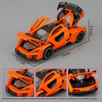 McLaren Senna Super Sports model auta 1/32, slitina zinku, hračka se zvukem a světlem pro děti,