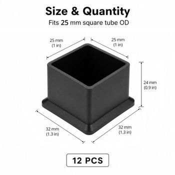 QWORK® 26dielne krytky nôh stoličiek štvorcové 25x25 mm – protišmykové kryty podlahy a tlmenie hluku