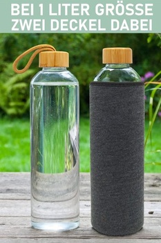 Sklenená fľaša T&N 1 liter / 750ml / 500ml - 1l sklenená fľaša na pitie s neoprénovým puzdrom -