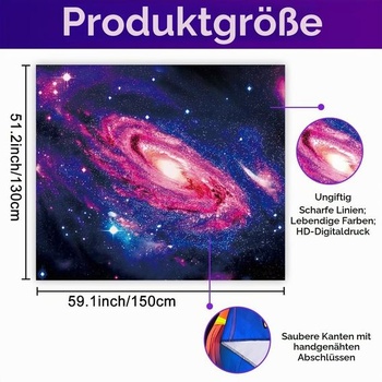 WEBEEDY UV reaktívna vesmírna galaxia gobelín čierne svetlo gobelín na stenu zavesený na hmlovine