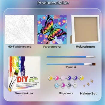 Gutluz maľovanie podľa čísel pre deti - Zvieratá, Motýle - maľovanie podľa čísel s rámčekom pre vek 6,