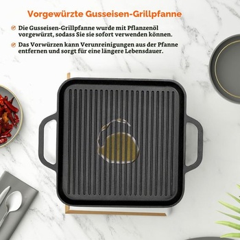 Liatinová grilovacia panvica Warmiehomy pre indukciu - nepriľnavá grilovacia doska BBQ panvica pre grily -