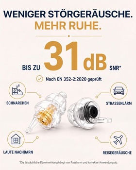 Špunty do uší na spaní, 2 páry, měkké chrániče sluchu, červené