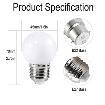 2W E27 G45 LED žárovka, E27 LED žárovka, 200 lumenů, studená bílá, vodotěsné řetězové světelné