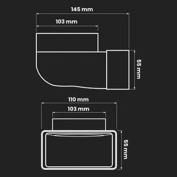 Repa Market 90° spojka pro obdélníkové potrubí 110 x 55 mm pro kulaté větrací potrubí 100 mm - ABS