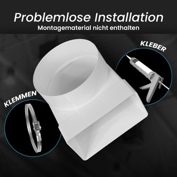 Repa Market 90° spojka pro obdélníkové potrubí 110 x 55 mm pro kulaté větrací potrubí 100 mm - ABS
