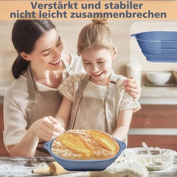 Silikonový kynácí košík na chleba, oválný kynácí košík o průměru 28 cm, skládací, vylepšená