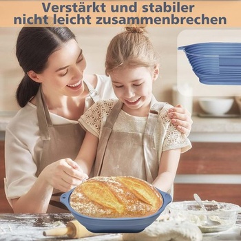 Silikónový kynáci košík na chlieb, oválny kynáci košík s priemerom 28 cm, skladacia, vylepšená