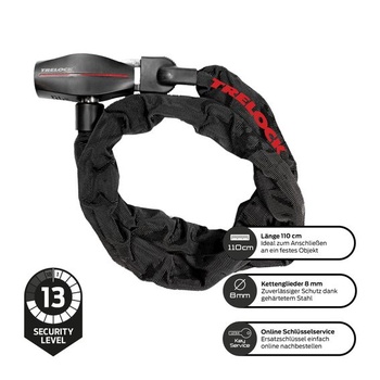 Reťazový zámok TRELOCK BC 480, dĺžka zámku 110 cm, čierny, 8005431