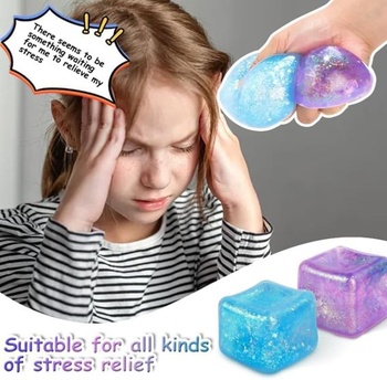 Squishy Cube Stress Ball, 2 kusy stresových míčků pro děti a dospělé, 2 tofu stresové míčky
