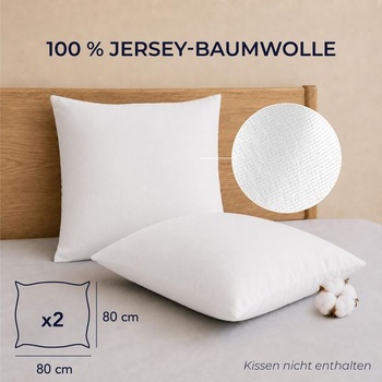 Dreamzie - Obliečka na vankúš 80x80cm - Sada 2 kusov - 100% bavlna - Biela 80 x 80 cm Biela