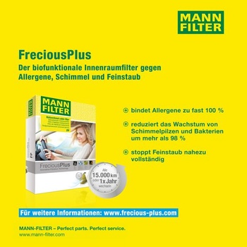 Kabínový filter MANN-FILTER FP 24 004 - biofunkčný peľový filter FreciousPlus - pre osobné automobily