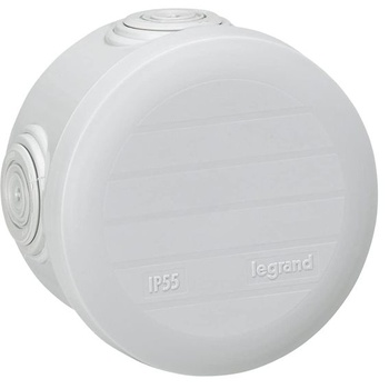 Okrúhla rozvodná krabica Legrand leg94514 so zacvakávacím zámkom, priemer 70 mm, 45 mm, sivá