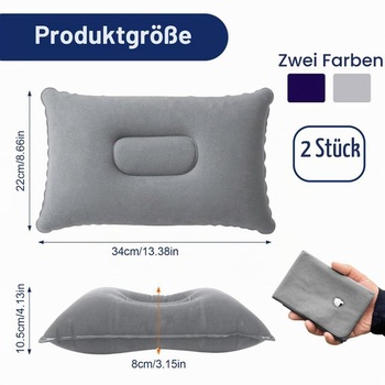 Flintronic Malé kempingové polštáře, 2 ks ultralehkých nafukovacích polštářů, bavlněné vzduchové
