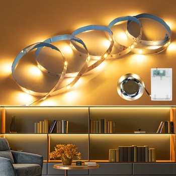LED pásik na batérie - 2M teplý biely LED pásik na batérie s časovačom Vianočné dekorácie Osvetlenie