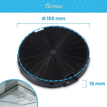 DL-pre 2 x filter s aktívnym uhlím Ø155 mm pre AEG Electrolux 405509371/2 4055093712 EFF75 Beko