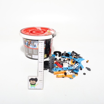 BANDAI - Meccano Junior Barrel 150 dielikov - Stavebnica 5 modelov, 2 nástroje, návod, úložné vedierko -