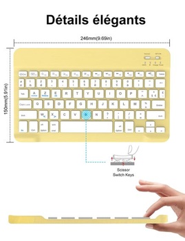 Klávesnice FOGARI pro tablet, Bluetooth, 10 palců (25,4 cm), AZERTY, francouzská, lehká, tenká, pro